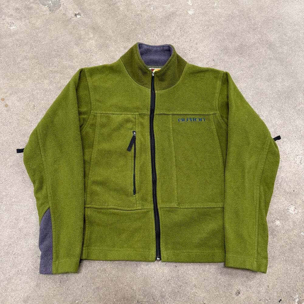 Vintage Burton Snowboards Full Zip Outdoor Fleece Mock Neck Green Small Men